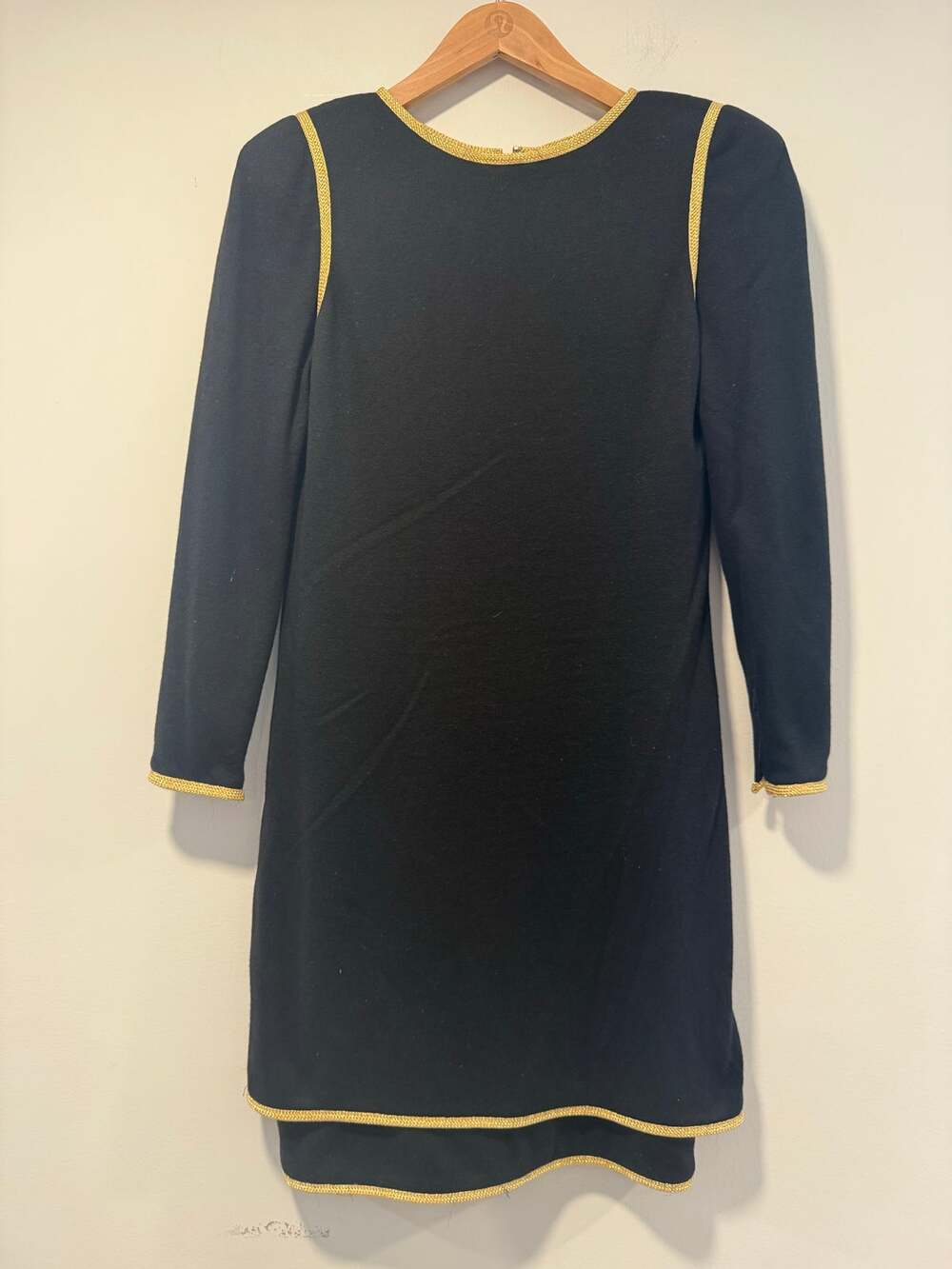 Vintage Stanley Platos Martin Ross Neiman Marcus Dress Black Gold Piping Sz 6 JL